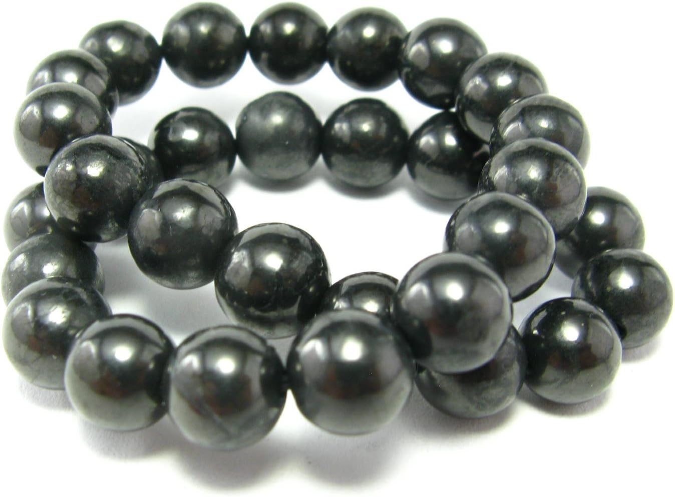 Karelian Heritage Shungite Bracelet 6 mm Beads Stretchy | Natural Semi-Precious Crystal Jewelry with Black Gemstone | Protective Powerful Defender Stone | Spiritual Healing Crystal Chakra Balance Reiki SB20