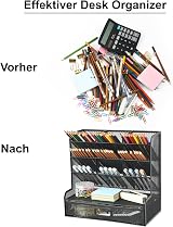 Marbrasse Mesh Desk Organiser Multi-Functional Pen Holder with Drawer Black view 5
