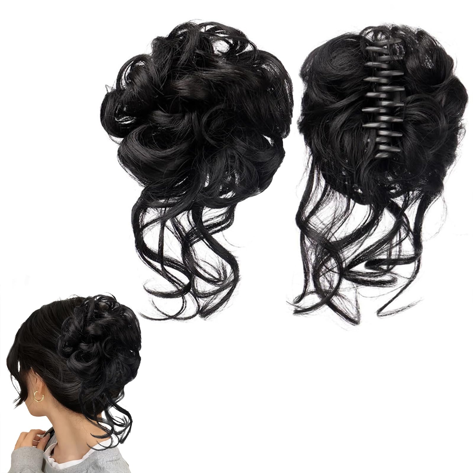 Traziewell Hair Buns Hair Piece Clip in Curly Synthetic Soft Wavy Hairpieces for Women 0205