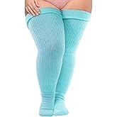 Neoviancia Plus Size Thigh High Socks for Thick Thighs Women- Thigh Highs Widened Extra Long Thick Knit Socks