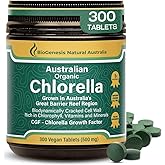 Biogenesis Organic Chlorella Tablets – 300 Count (500mg) | Australian Grown | BioDynamic Cracked Cell Wall | Rich in Chlorophyll, Vitamins & Minerals | Supports Energy& Immunity | Vegan Tablet