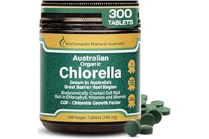 Biogenesis Organic Chlorella Tablets – 300 Count (500mg) | Australian Grown | BioDynamic Cracked Cell Wall | Rich in Chlorophyll, Vitamins & Minerals | Supports Energy& Immunity | Vegan Tablet