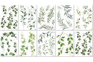 10 Sheets Waterproof Green Plant Leaf Half-Sleeve Personalized Temporary Tattoo Sticker