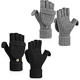 Cierto Winter Gloves for Women & Men | Convertible Fingerless Gloves for Cold Weather,Womens Warm Knit Mittens…