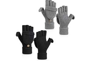 Cierto Winter Gloves for Women & Men | Convertible Fingerless Gloves for Cold Weather,Womens Warm Knit Mittens…