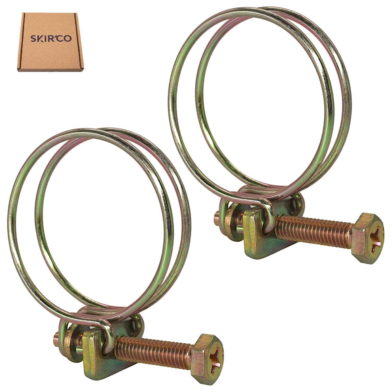 SKIR'CO (Pack of 2 pcs) Adjustable Double Wire Hose Clamps 38-42 mm, Galvanized Steel Tube Clips (2 pcs, 38-42 mm)