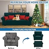 XINEAGE 1 Seater Stretch Jacquard Armchair Cover Blackish Green view 2