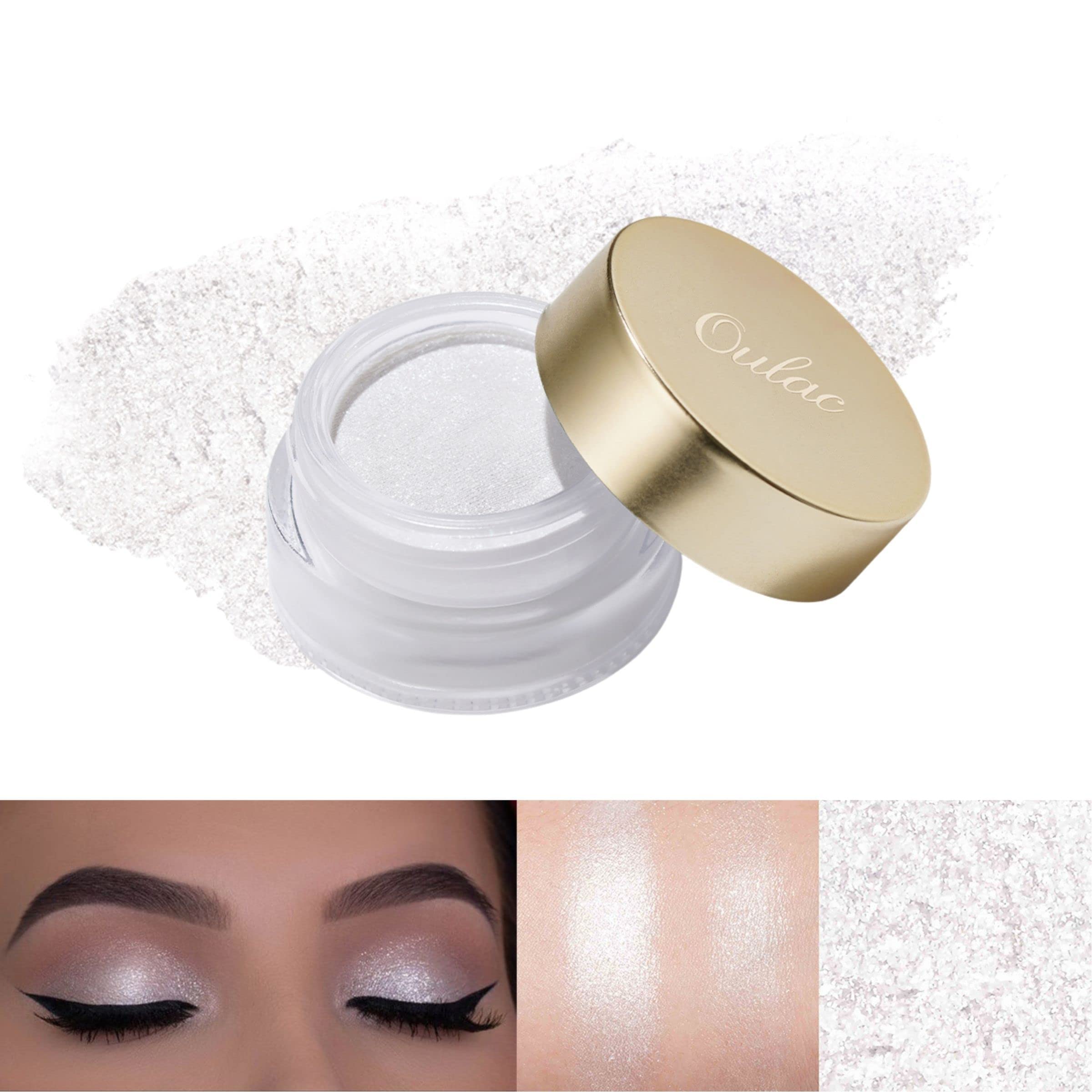 Oulac Glitter Eyeshadow for Highlighter Makeup - White Eyeshadow with Waterproof Formula | Up to 12 Hours Wear | Creates Eye-Catching Eye Make-up, Vegan, 12g, (01) Crystal Rain — image 1