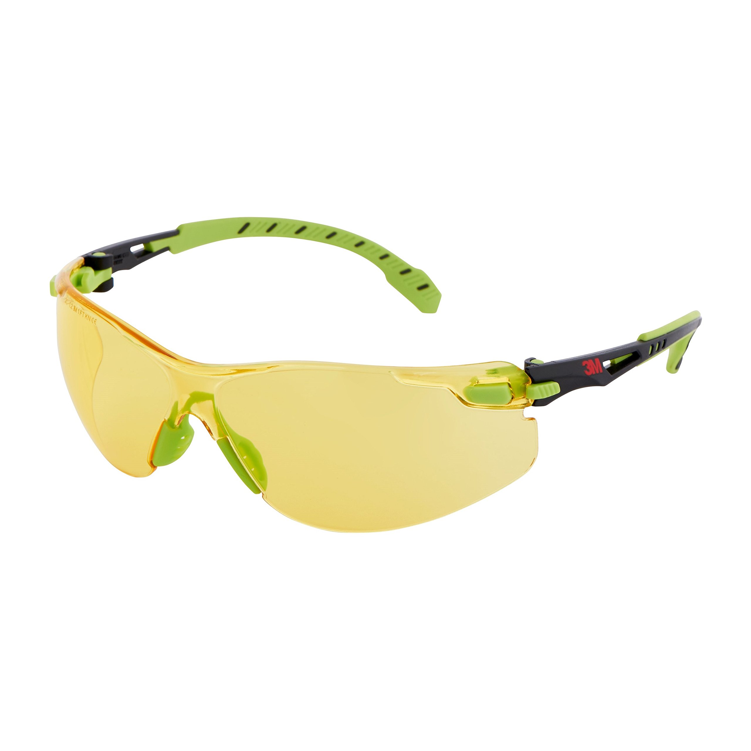 3M Solus Safety Glasses, Green/Black frame, Scotchgard Anti-Fog, Amber Lens, S1203SGAF-EU