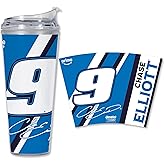 Rico Industries NASCAR Racing Chase Elliott 24oz Acrylic Tumbler with Hinged Lid, Officially Licensed Double Wall Tumbler with Straw