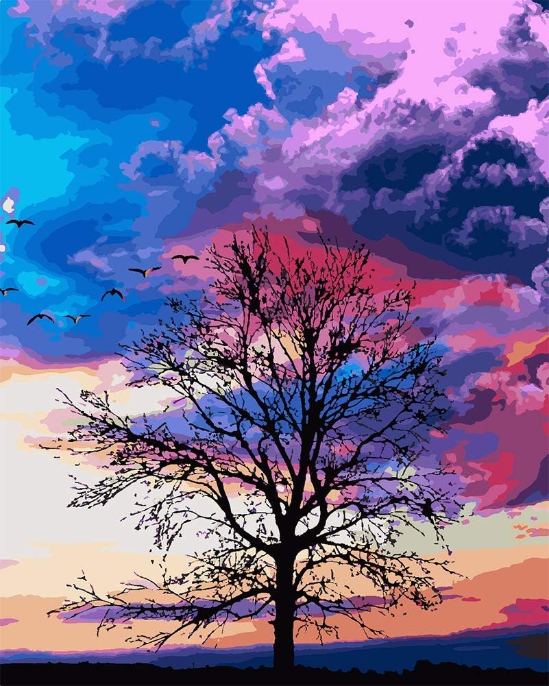 JOLOMOY Paint by Numbers Kits for Adults, DIY Digital Oil Painting by Number for Kids Beginner - Tree of Strength 16X20 inch Number Painting Home Decor (Frameless)