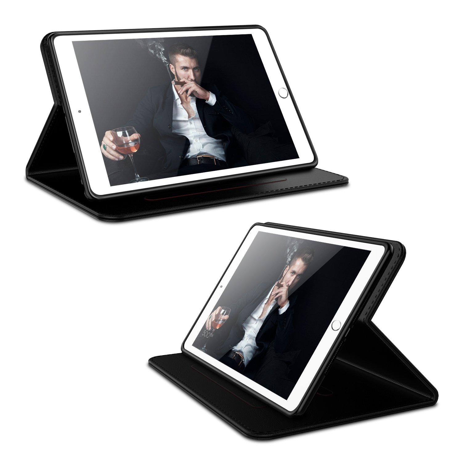 iPad Pro 10.5 Case, LoHi Genuine Leather Business Case Auto Sleep Multi-Functional Adjustable Stand Protective Cover for Apple iPad Pro 10.5 Inch 2017 Model (Black)