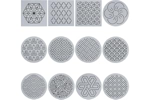 FREEBLOSS 12Pcs 6 * 6/5.5 * 5.5inch Plastic Sashiko Stencils Drawing Line Template for Hand Quilting Sashiko Patterns PET Tem