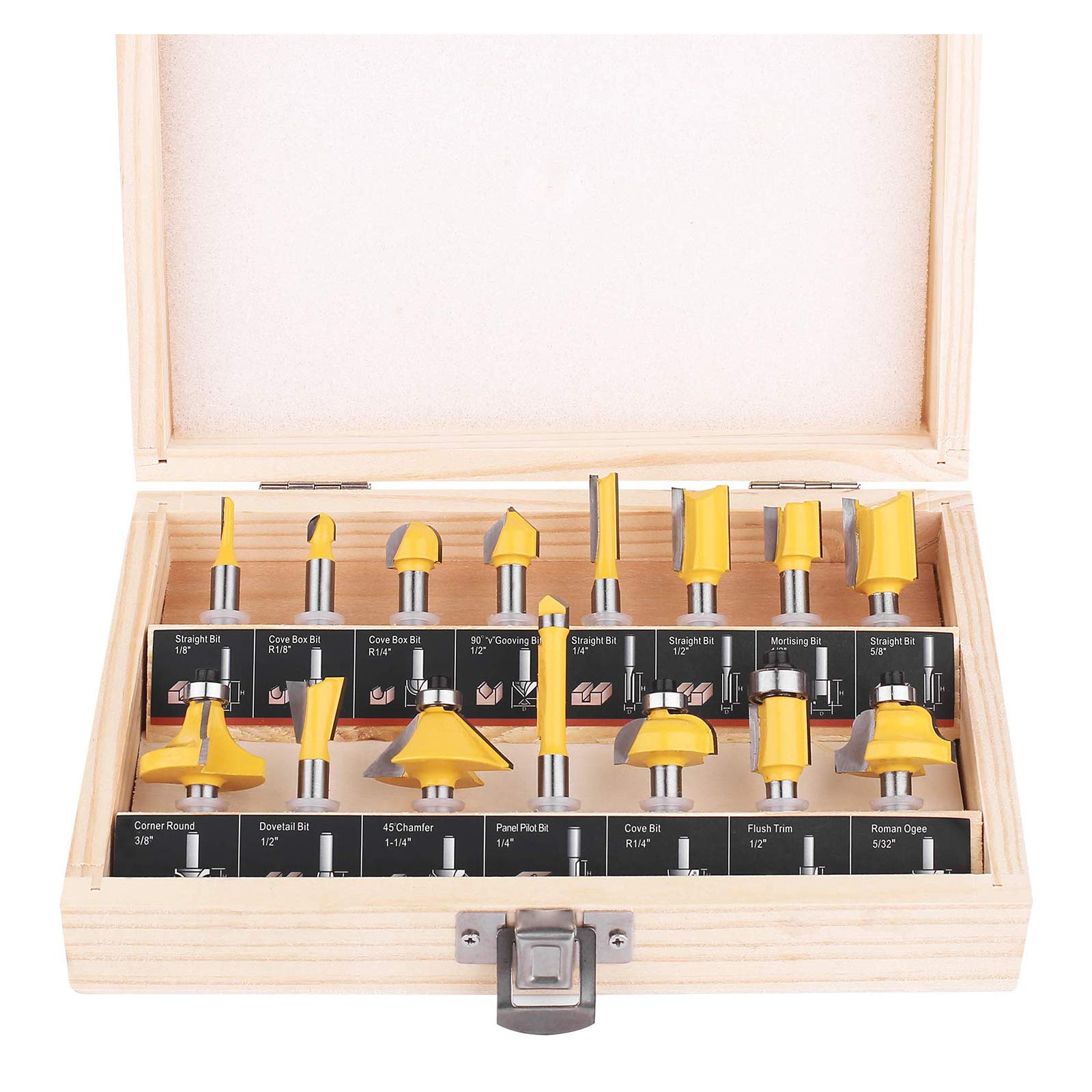 Photo 1 of KOWOOD Router Bits Set of 15 Pieces 1/4 Inch Woodwork Tools for Beginners