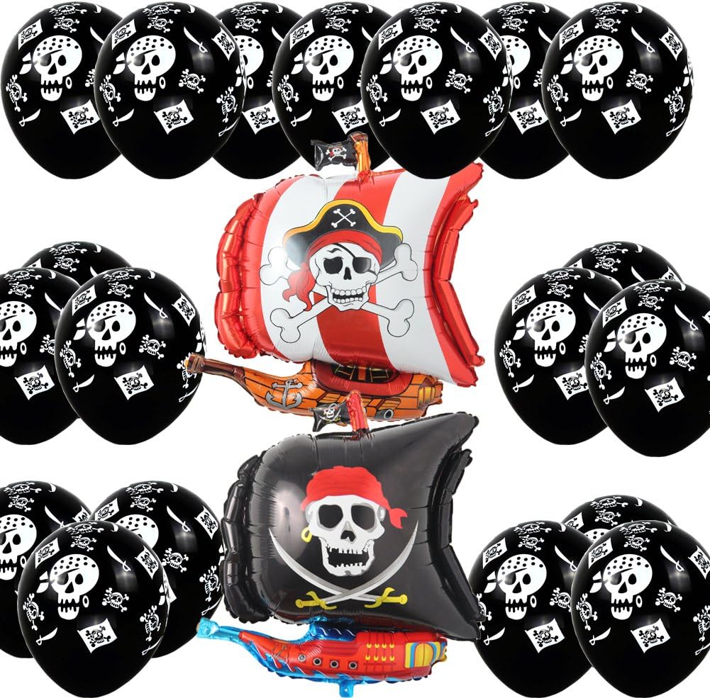 Pirate Ship Boat Happy Birthday Party Supply Balloon Set
