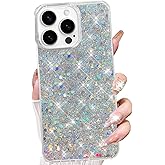 Changjia for iPhone 16 Pro Max Glitter Case,Cute Bling Sparkle Sparkly Shiny Reflective Soft TPU Silicone Bumper Shockproof Slim Protective Phone Case for Women Girls for iPhone 16 Pro Max 6.9",Silver