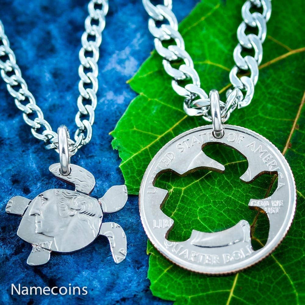 Turtle Jewelry, friendship necklaces, Turtes inside and outside pieces, Best Friends, By NameCoins
