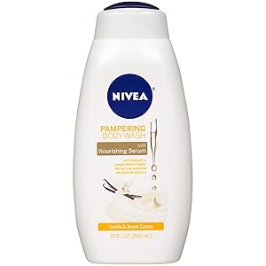 NIVEA Pampering Vanilla and Sweet Cream Body Wash - with Nourishing Serum for Soft Skin - 20 fl. oz. Bottle