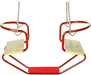 Gartenpirat Gondelschaukel Doppelschaukel aus Metall mit Sitzfläche aus Holz rot