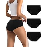 INNERSY Period Underwear for Women Teens Leak-Proof Menstrual Cotton Protective Hipster Panties 3-Pack