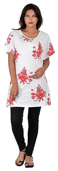 Floral Printed Jersey Long Maternity Top Cum Tunic