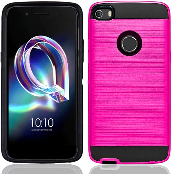 Amazon Com Alcatel Onetouch Idol 5 6060 Hybrid Metal Brushed Shockproof Tough Case Cover Pink
