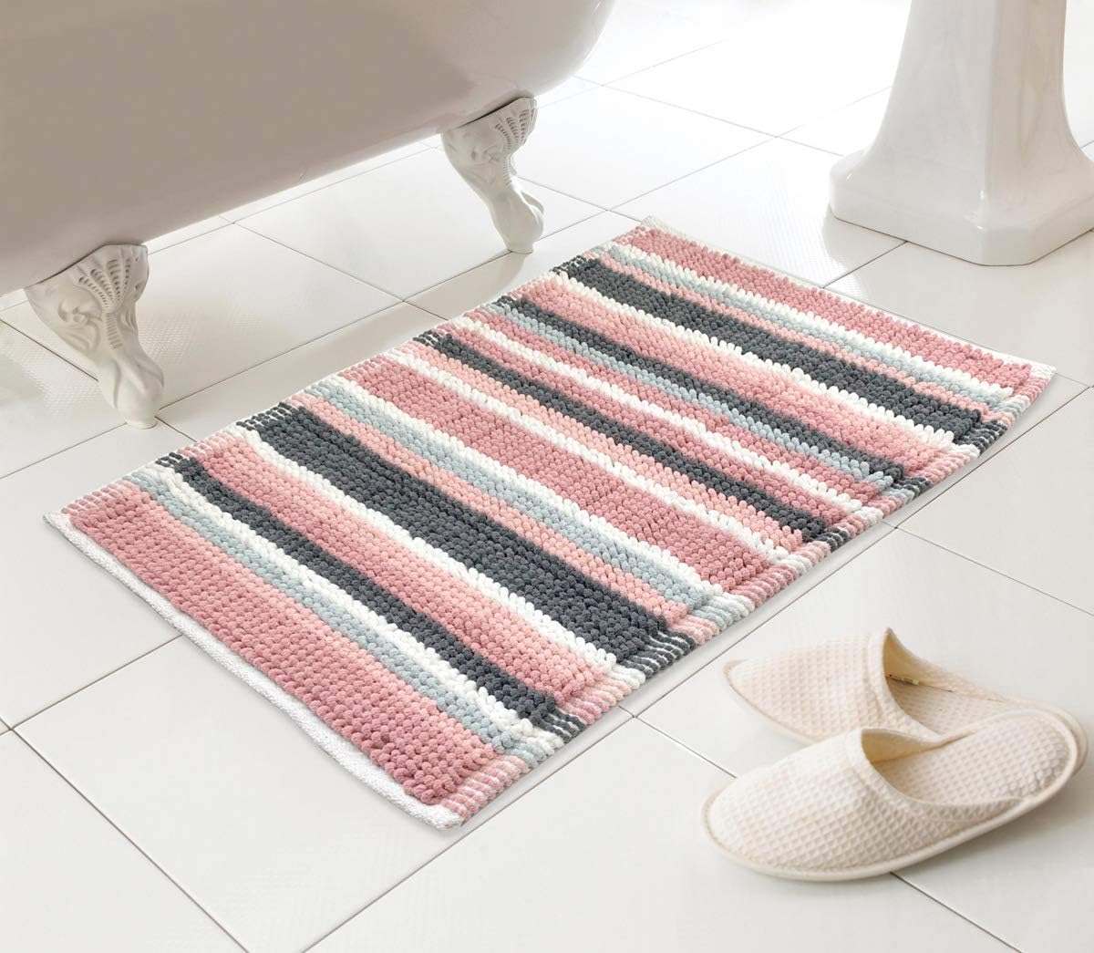 Country Club Stripe Bath Mat, Blush Pink & Grey 45 x 74cm Amazon.co.uk