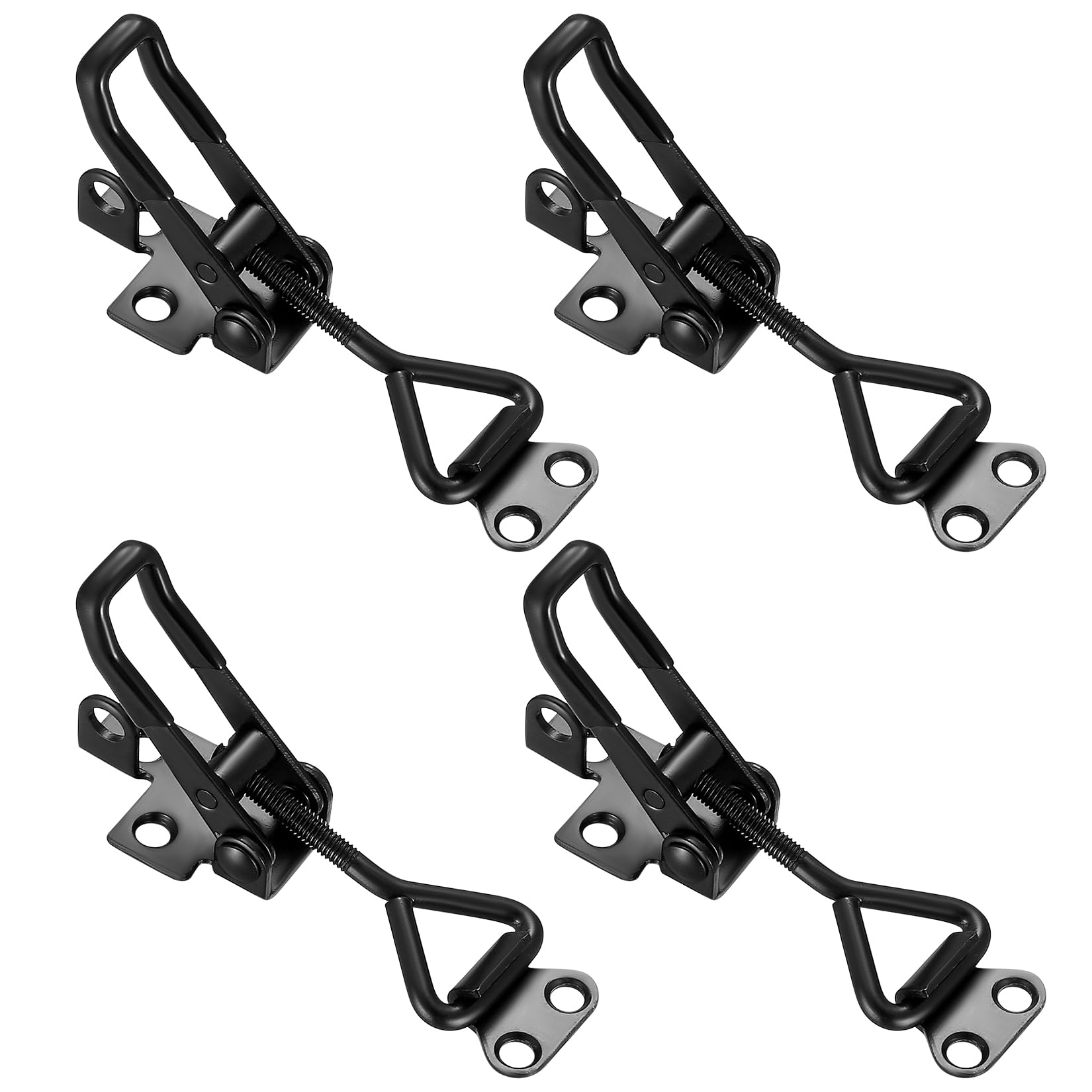 4 Pcs Adjustable Toggle Clamp Latches, Toggle Clamps, Black Metal Toggle Latches, Quick Release Pull Latch Clamps for Cabinet Boxes Adjustable Buckle, 100Kg/220Lbs Holding Capacity