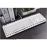 Retro Vintage Mechanical Typewriter with White LED Backlit Keyboard: Metal Base and Chrome Keycaps Anti Ghosting