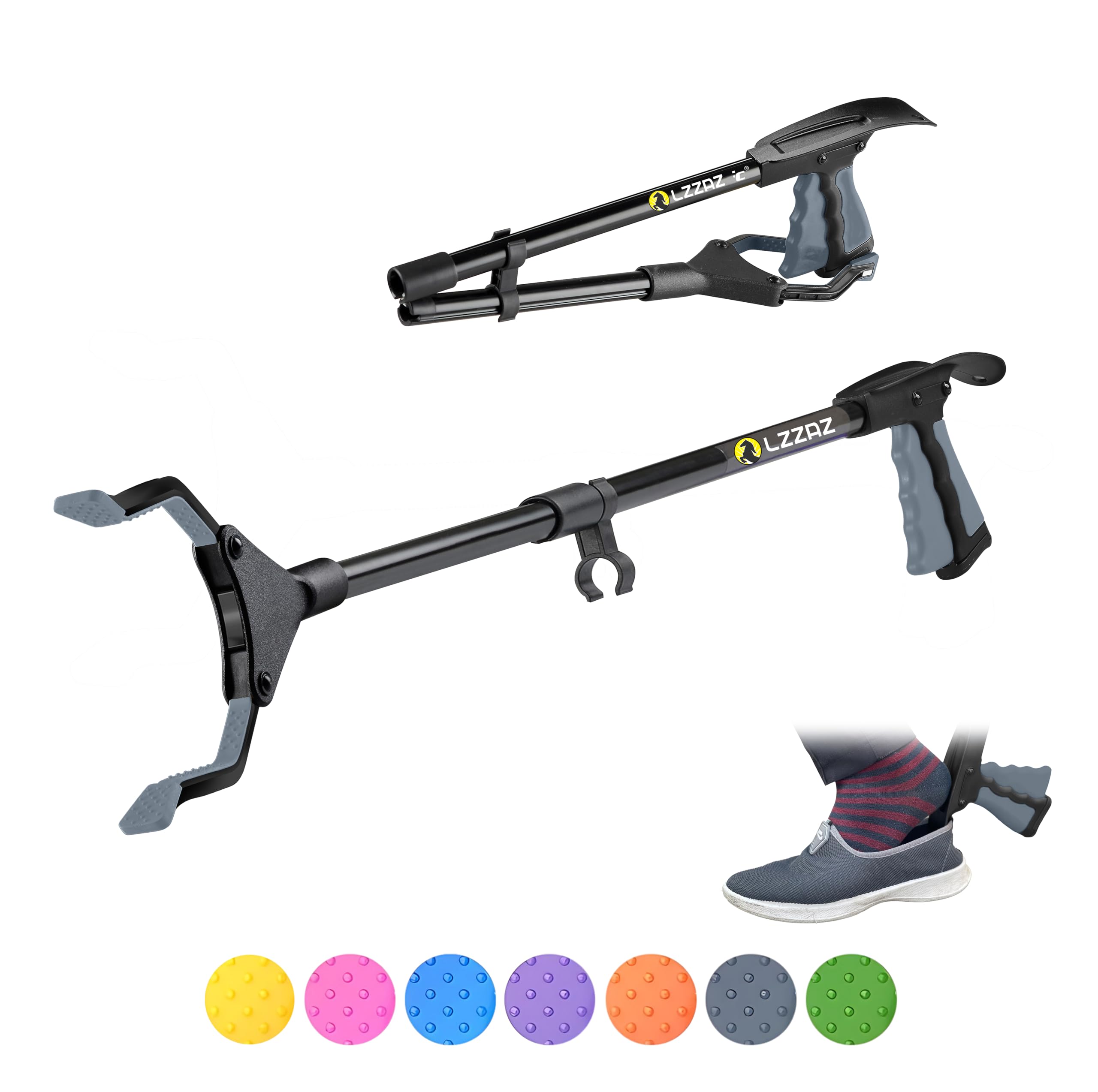 LZZAZ 32" Premium Litter Picker with Shoehorn, Versatile Reacher Grabber Stick for Disabled aids, Ideal for Mobility Aids, Helping Hand Grabber & Litter Pickers for Adults (32" Grey)