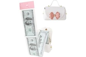 SESENSE Money Box for Cash, Leather Bowknot Money Pull Box for Cash Surprise Box Mini Bags with 30 Pcs Transparent Bags for Christmas Party Birthday