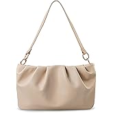 Women Ruched Shoulder Handbag Cloud Pouch Hobo Bag Convertible Clutch Soft Vegan Leather Cross body Bag
