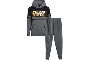 Quad Seven Boys’ 2 Piece Fleece Jog Set with Embossed Foil Hooded Sweatshirt and Jogger Pants
