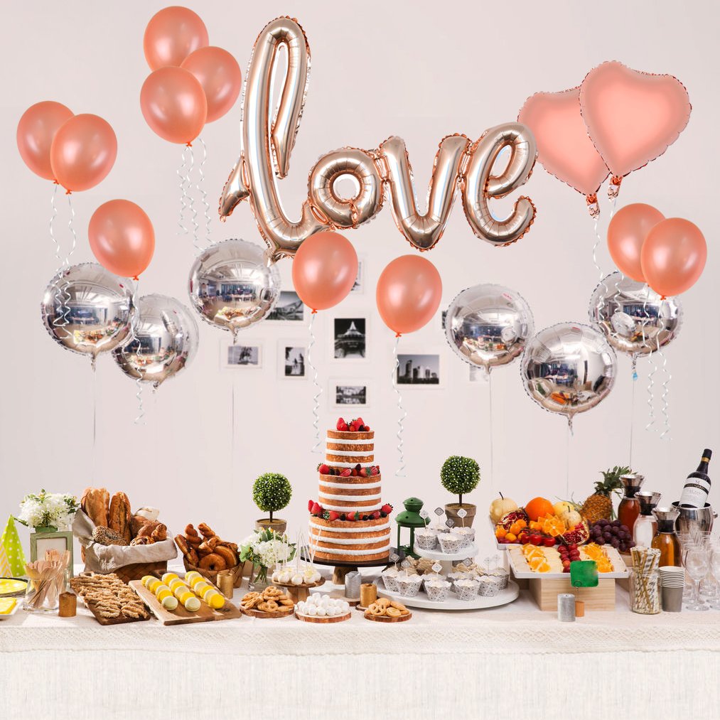 baotongle Rose Gold Love Balloons Kit, Valentines Day Decorations and Gift for Him or Her Rose Gold Foil Heart Balloons for Valentines,Wedding, Bridal Shower Decor