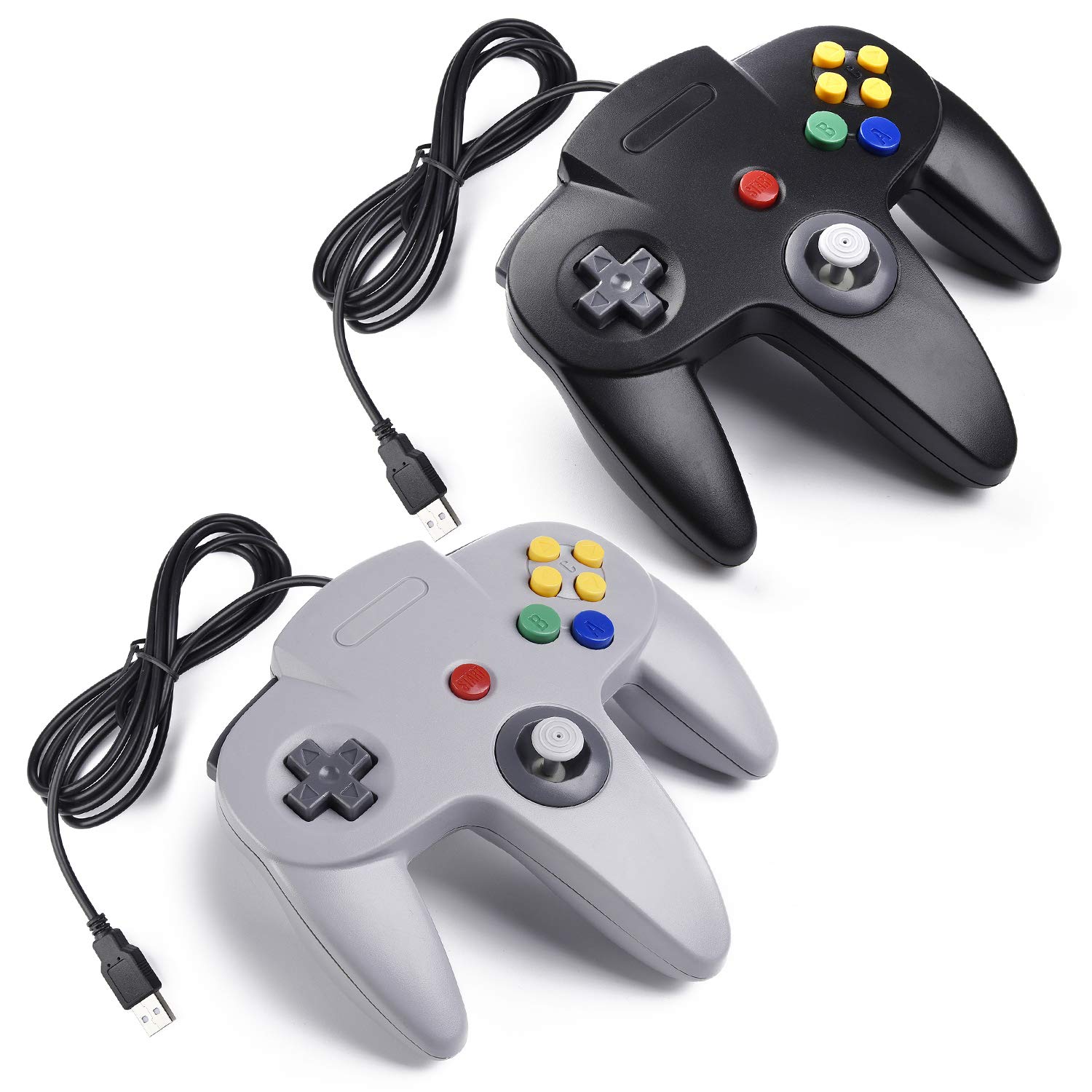 miadore USB N64 Controller, Wired Gamepad Joystick Game Controller for Windows PC Mac Raspberry Pi 3 (Black+Gray)