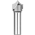 SpeTool 3/8" Radius Point Cutting Rounover Router Bits 1/2 Inch Shank 3/4" Cutting Diameter , 2 Flute Solide Carbide Tipped Round Over CNC Router Bit for Woodworking Engraving Tool