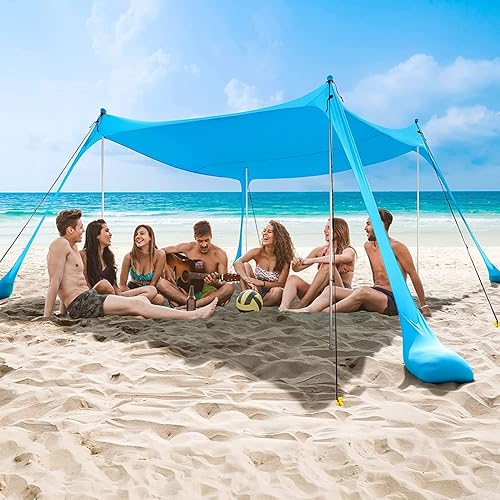 COMMOUDS Beach Tent Sun Shelter UPF50+ Pop Up Beach Canopy with