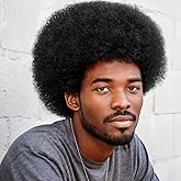 TOPHR Afro Wig Men 70s Rock Disco Costume for Mens or Women Short Kinky Curly Heat Resistant Synthetic Wigs for Party