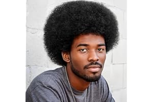 TOPHR Afro Wig Men 70s Rock Disco Costume for Mens or Women Short Kinky Curly Heat Resistant Synthetic Wigs for Party