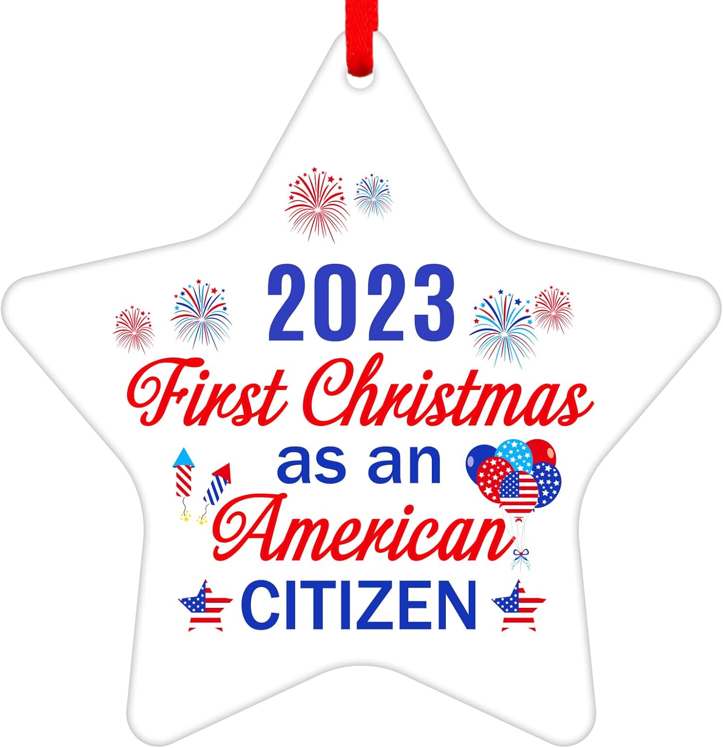 Ornaments - WaaHome First Christmas As an American Citizen Ornaments 2023 Keepsake Christmas Tree Ornaments Tree Decorations US Citizenship Gifts