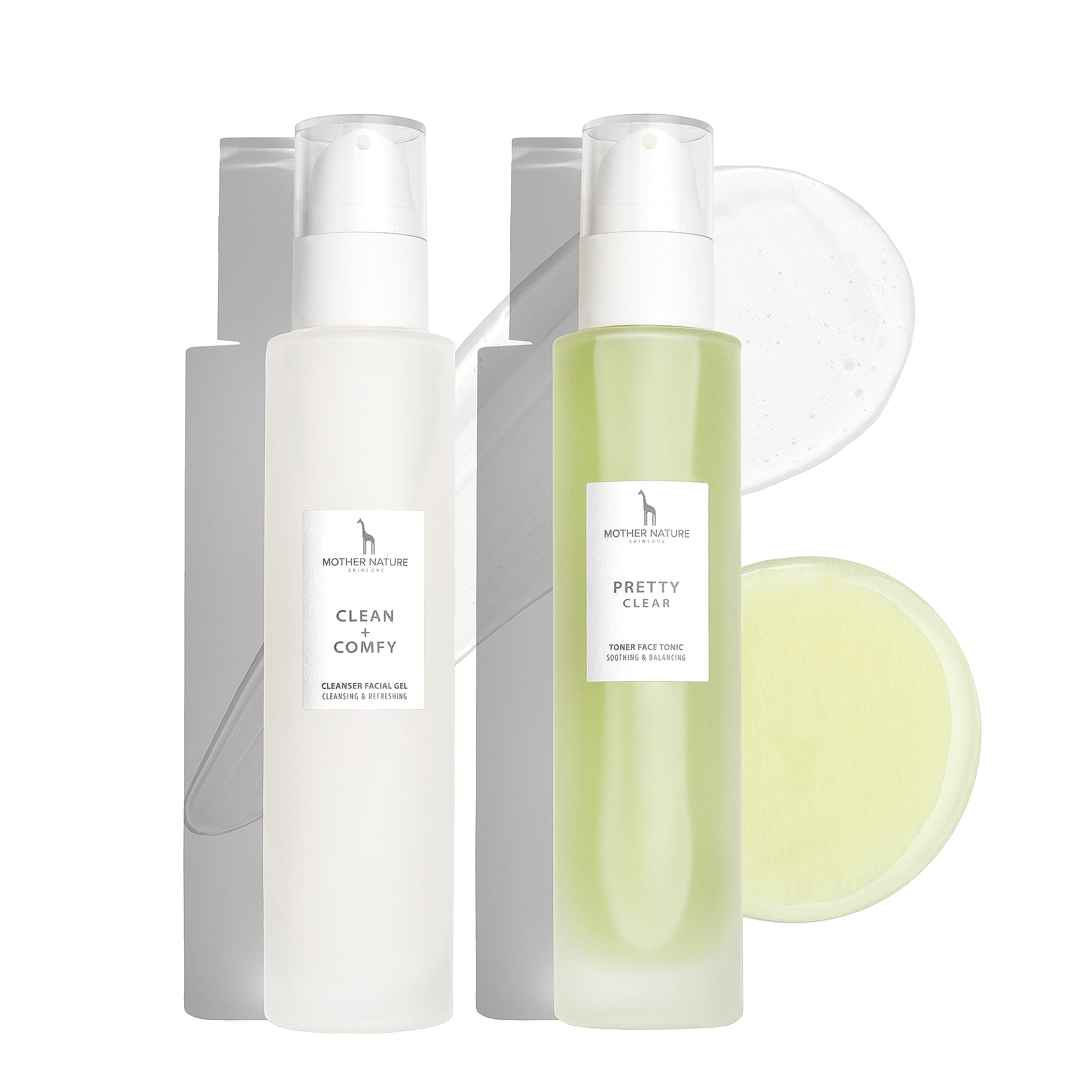 Face Wash Set with PURE, ORGANIC Aloe Vera & Hyaluronic Acid - VEGAN - 150 ml Face Cleanser Gel & 150 ml Face Toner for Normal, Combination & Blemish-Prone Skin - Natural Facial Care for Men & Women