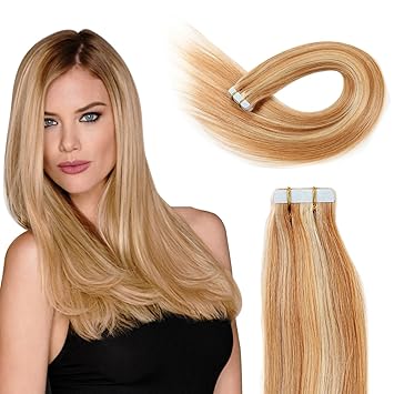 Amazon Com Tape In Hair Extensions Human Hair 20 Inch 50g Pack