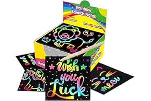 Rainbow Scratch Art Mini Notes - 150 Sheets of Magic Doodle Paper for Kids & Teens | Easter Basket Stuffers & Valentine's Day