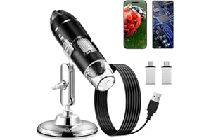 MCJ USB Digital Microscope, 50X-1600X Magnification Handheld Digital Microscope with Adjustable Stand, Compatible with Android Phone, Mac, Windows PC