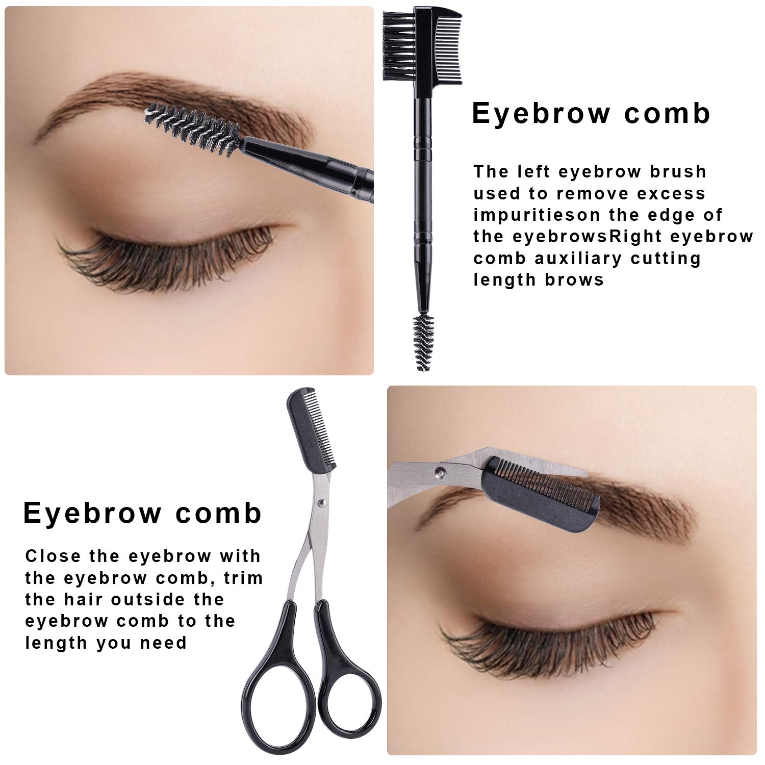 JPNK 5 in 1 Eyebrow Tweezers Scissors and Razors Set-Eyebrow Trimmer Shaver Shaper and Angled & Spoolie Brows Brushes Eyebrow Grooming Kit for Women and Men: Beauty