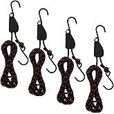 4 PCS 1/4" x 11.8ft Heavy Duty Kayak Tie Down Straps Ratchet Bow and Stern Rope with S Hooks Adjustable Kayak and Canoe Accessories for Roof Rack, Camping, Boating(Black)