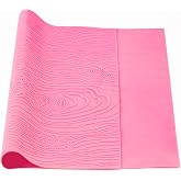 Beasea Silicone Lace Mold for Cakes Decorating, Woodgrain Fondant Impression Mat Silicone Lace Mold, Fondant Texture for Sugar Wood Texture Sheet Embossed Craft Tools (17 x 9 inches, Pink)
