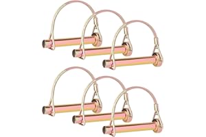 WISSXNA 6PCS Heavy Duty PTO and Hitch Lynch Square D-Shape Pins, Clip and Cast Iron Pull Ring & Positioning Pin for Trucks, Tractors, Hand Carts, Towing Mowing,Lawn Mowers & Trailers（1/4’’ *2-1/2’’）