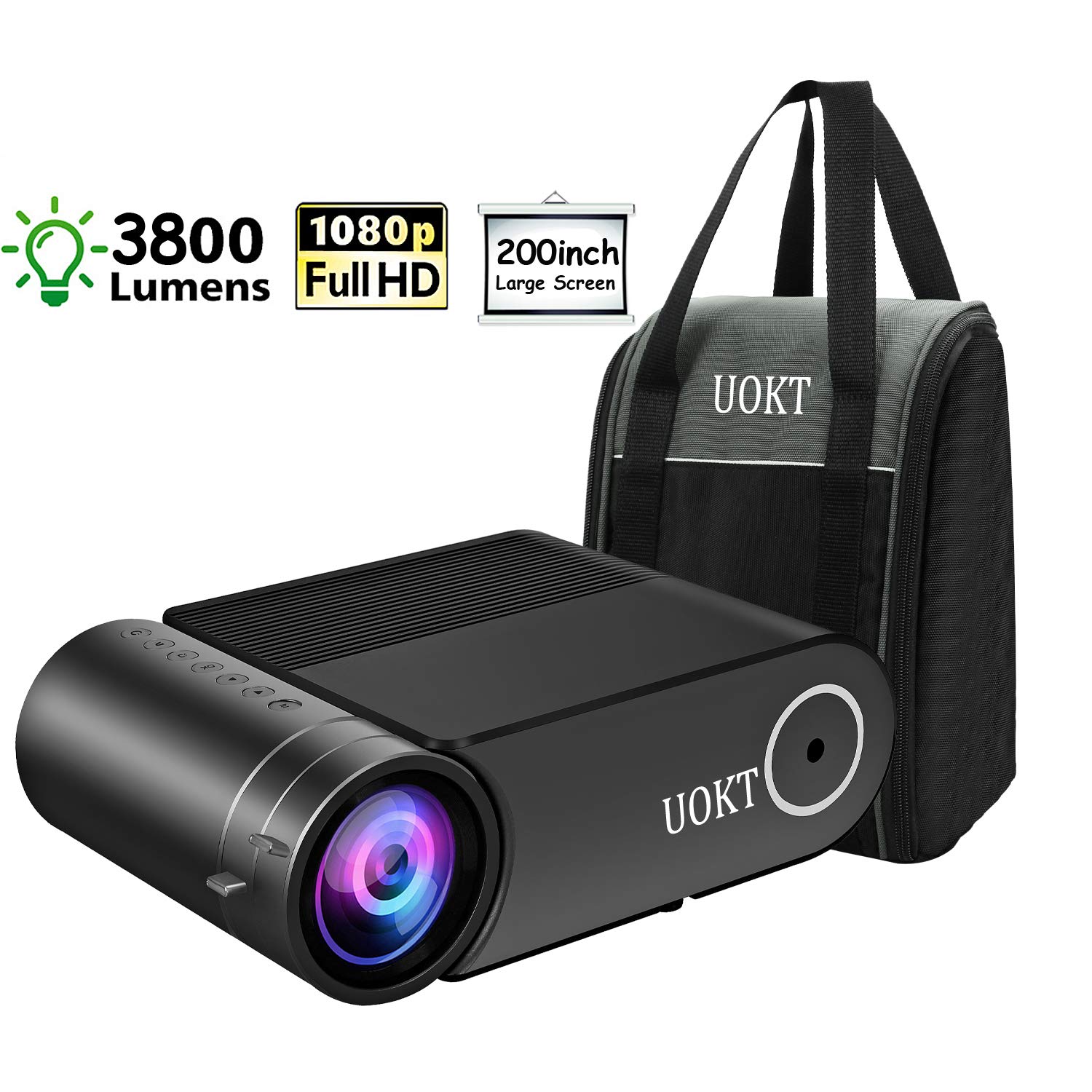 Amazon.com: UOKT 2400 Lux LED Proyector portátil, compatible ...