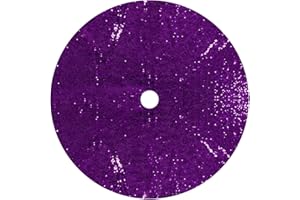 DUOBAO Purple Tree Skirt 4ft Christmas Skirts Sequin Trees 48 Inches Round for Xmas Party Home Decoration
